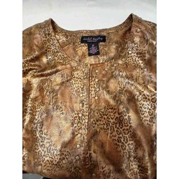 Isabel Hayley Special Occasion Jacket Plus Sz 2X Animal Print Golden Brown Party - Picture 4 of 16